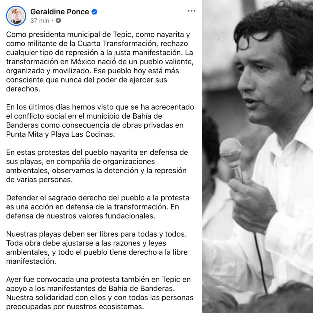 GERALDINE PONCE RECHAZA REPRESIÓN EN PLAYAS DE BAHÍA DE BANDERAS